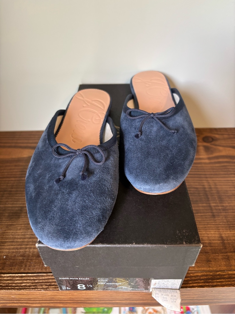 J. Crew Suede Mule Ballet Flats- Deep Midnight